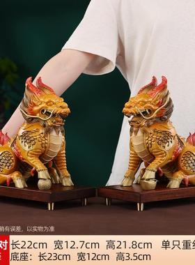 高档铜礼欣祥彩祥铜瑞麒麟摆件对家居办公室装饰一品开业乔迁商务