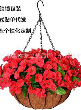 铁架椰棕吊篮红色紫色牵牛花户外壁挂装饰春季园艺挂篮