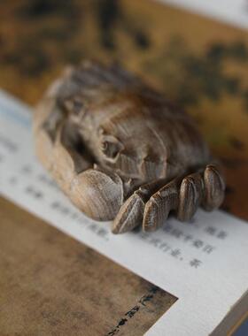 金丝楠木雕刻螃蟹栩栩如生木质文玩手把件茶桌茶宠摆件摆饰工艺品