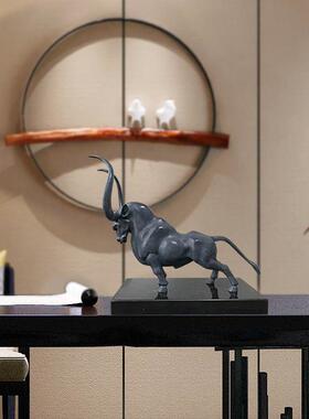 现代客台厅办公室房摆件牛年牛气冲天家摆居铸铜铜牛摆件现货牛书