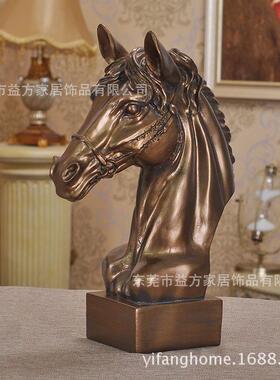 欧美风格家饰树脂工艺马头摆件欧式家居工艺品摆设客厅装饰品