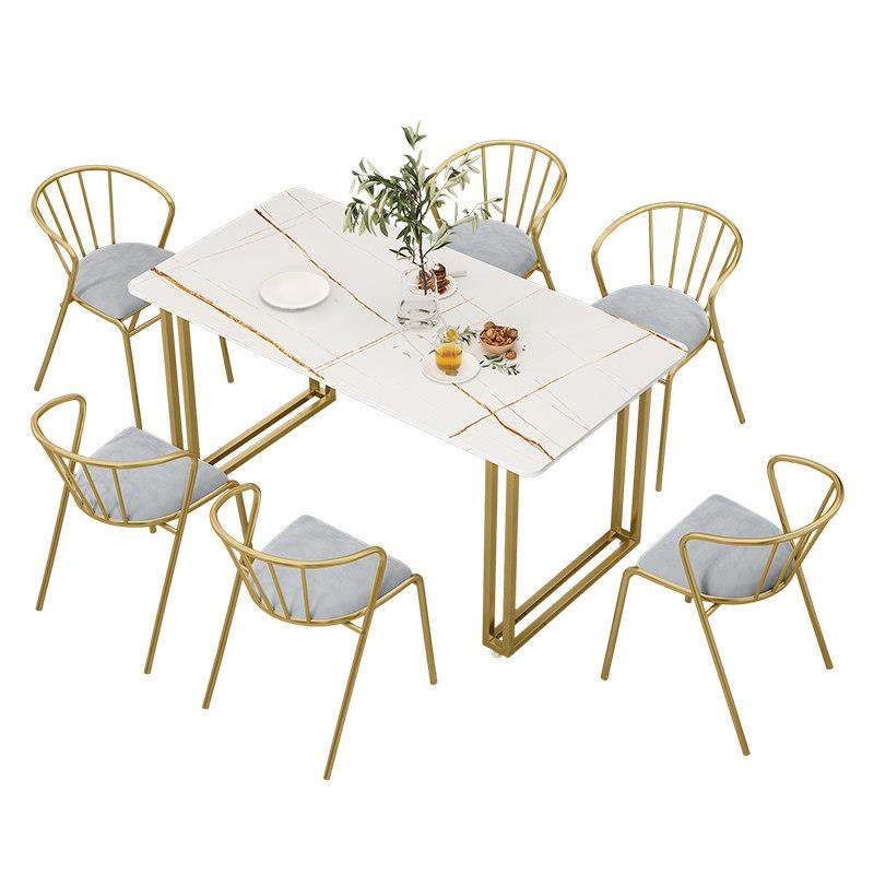 轻奢小户型岩板餐桌金色椅子组合简约家用46人餐桌吃饭桌子长桌,淘宝优惠券,粉丝福利购,淘宝优惠卷