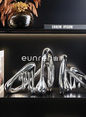 现代书柜摆件书架装饰样板间柜子展示柜电镀融化音符抽象艺术装饰