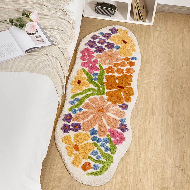 Dopamine flower bedroom bedside blanket children girl room long plush carpet irregular bay window mat special shape