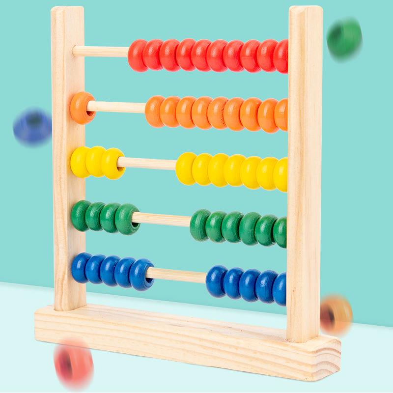 五档计算架木制珠算架儿童早教益智数学算数玩具小学生五行计数器 - 图0