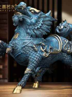 上善若水 《风火麒麟》铜摆饰一对 招财纳福公司家居装饰品0101