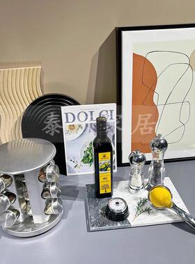 现简约料格厨房轻食沙拉理橱柜展厅JJ台面代橘色系饰风品