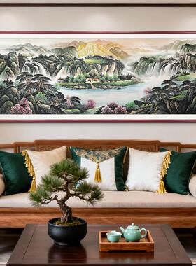 聚宝盆山水画客厅挂画西墙聚财沙发背景墙装饰画新中式办公室壁画