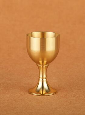 黄铜高脚酒杯铜杯子酒宴小酒杯茶供水杯圣水杯酒具装饰铜摆件