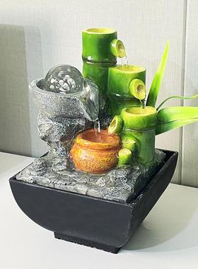 小型桌面流水喷泉摆件循环水生财加湿器办公室客厅招财风水轮装饰