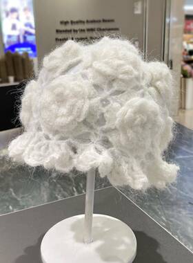 帽子氛围感旅游立体花朵套头帽手工钩织透气百搭包头帽女针1013d