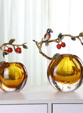 珐琅彩轻奢琉璃花瓶摆件客厅插花样板房玄关电视柜酒柜餐桌装饰品