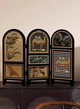 古风桌面小屏风摆件高级感客厅电视柜玄关柜摆画 画小众创意摆台
