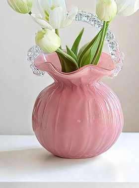 现代简约手提花篮插花琉水养郁金香客厅桌家居面装饰品