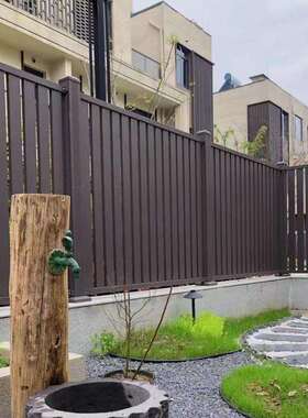 铝板围栏户外欧式扶手篱笆护栏花园学校铝艺仿木纹栅栏铁艺围墙