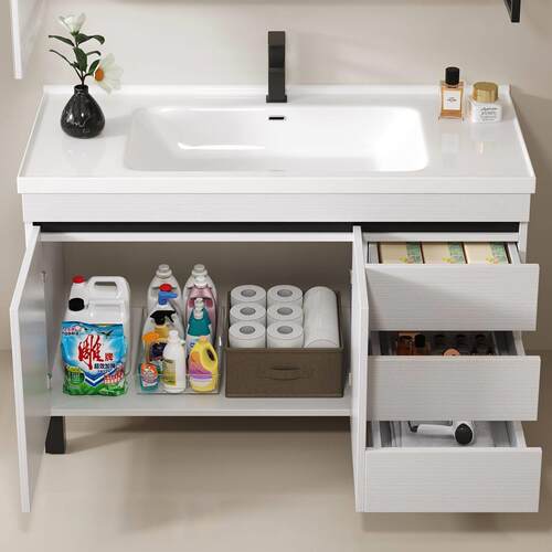 浴室柜组合陶瓷一体盆现代简约洗脸池洗手盆柜卫生间洗漱台落地式 - 图2