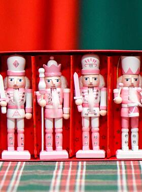 胡桃夹子木偶士兵家居装饰品摆设糖果色粉色系可爱创意圣诞树挂件