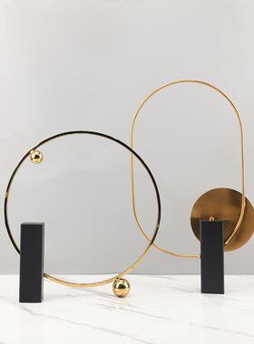 现代0007简约轻奢几何艺铁摆件样房软面装饰品桌摆板件