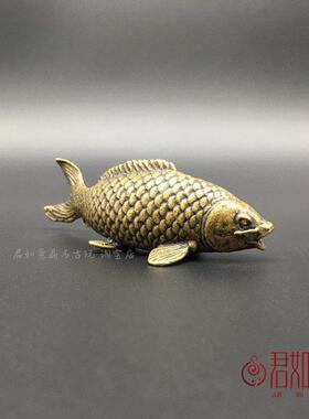 仿古做旧铜器实心黄铜铜鲤鱼小摆件迷你小鱼儿铜艺小鲤鱼铜鱼