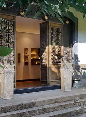 中国风中式仿古典门口摆件室外麒麟貔貅狮子拴马桩祥云展示装饰柱