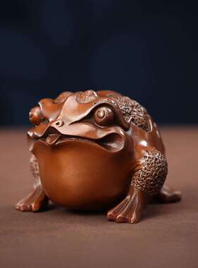 紫铜金蟾摆件 家居客厅办公室桌面瑞兽三足蟾工艺品迷你小摆设