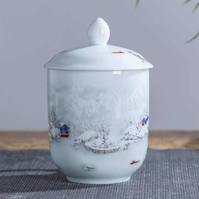 九楼阁景德镇青花陶瓷釉中彩办公茶杯粉彩陶瓷水杯高白会议杯,淘宝优惠券,粉丝福利购,淘宝优惠卷