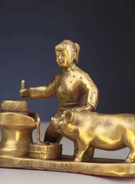 杨铜记 家居办公室铜摆件 铜猪 时来运转