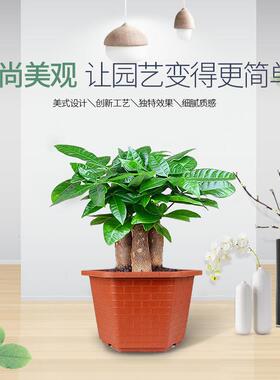 厂家直供 六角形砖纹盆现代简约 红色塑料加厚阳台花盆 盆景花盆