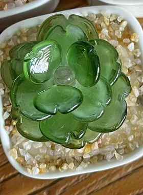 淄博琉璃荷花摆件多肉豆芽盆栽铃兰毕业礼品办公桌仿真桌面工艺品