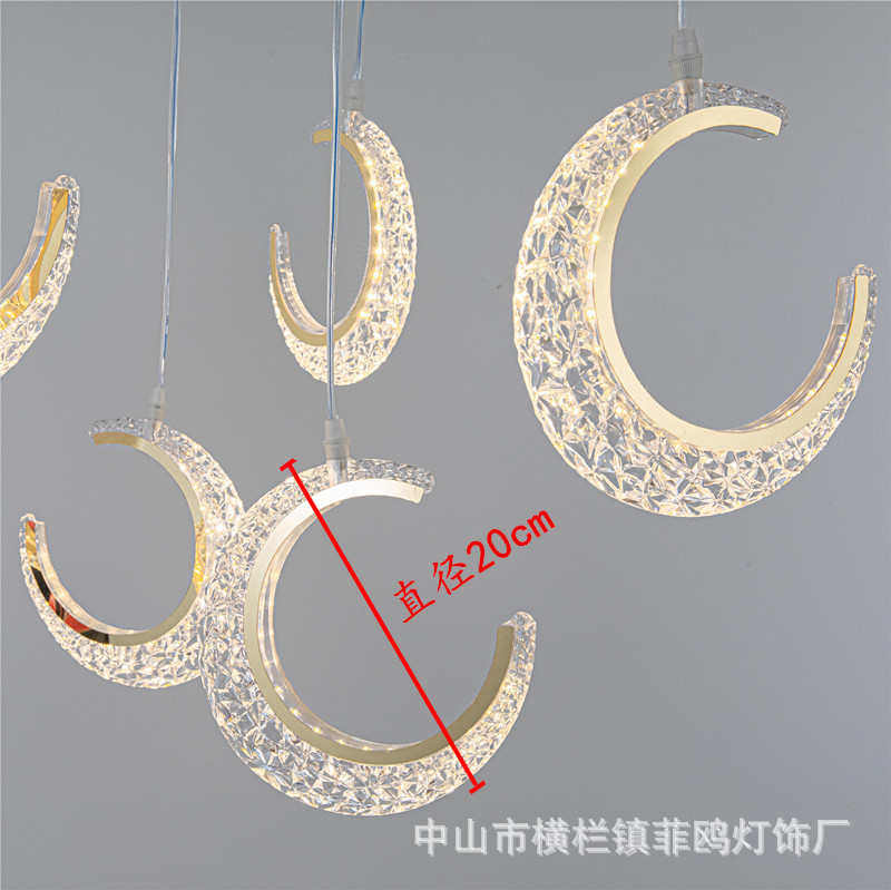 新款亚克力10头月亮吊灯创意浪漫婚礼堂舞台布置装饰 婚礼堂吊灯 - 图1