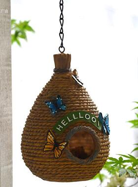 户外装T9311277饰鸟挂件创意屋鸟墅窝鸟巢阳台布置花园摆件别院景