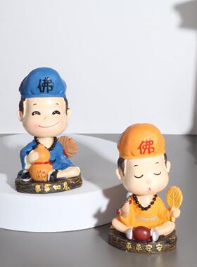 公济和尚创意卡摆件面桌通装饰610摇头公仔汽车内车载摆件树脂工