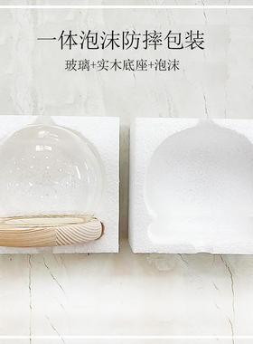 圆球形郁金香小夜灯永生花玻璃罩串灯摆件发光底座透明展示罩厂家