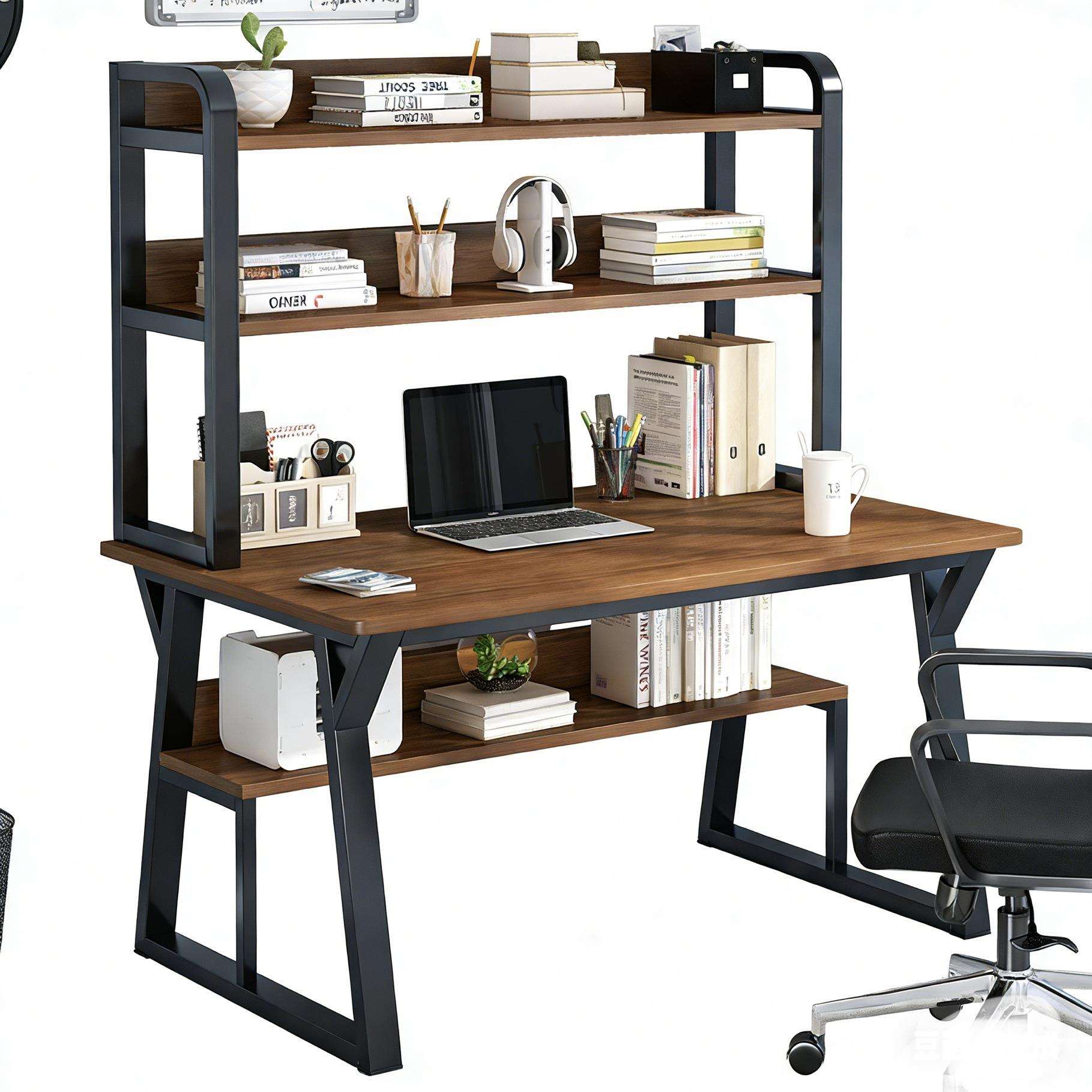 Computer desk desktop desk bookshelf all-in-one learning desk home small apartment simple hole board desk