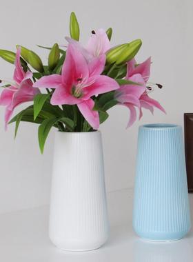 插小支百合陶瓷花瓶白色水养鲜花现代简约客厅餐桌摆件外贸供货定