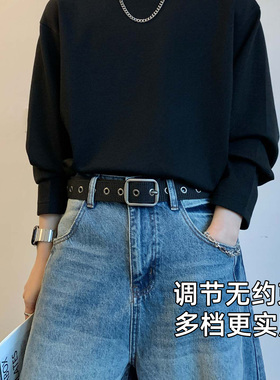 新款休闲百搭男士皮带编织帆布腰带高级感工装多孔青年牛仔1013z