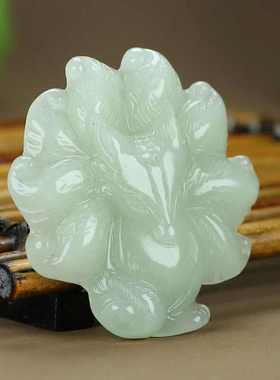 和田金丝东陵玉狐狸玉石吊坠九尾狐招财运旺姻缘招桃花宝石玉器批