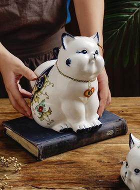 招财猫摆件创意家居客厅玄关电视柜可爱猫咪装饰新中式工艺品摆设
