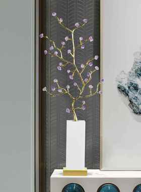 紫水晶发财树客厅入户玄关壁龛招财工艺礼品摆饰公司乔迁新居艺术