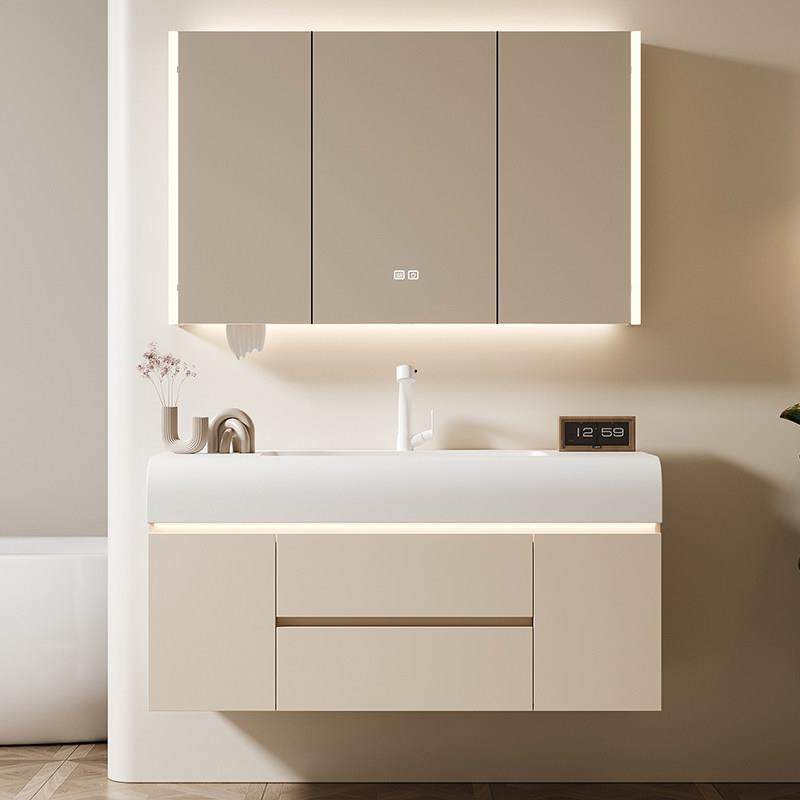 新款奶油风浴室柜组合肤感陶瓷一体盆洗手池柜洗脸洗漱台组合台面,淘宝优惠券,粉丝福利购,淘宝优惠卷