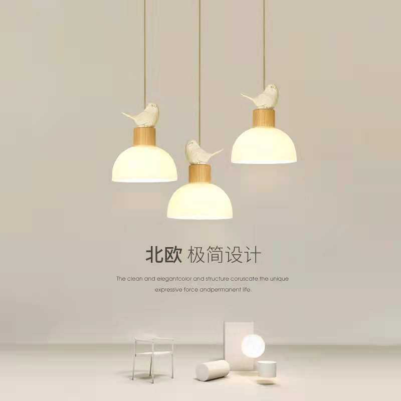 现代简约床头玻璃小吊灯北欧餐厅吧台创意小鸟灯日式侘寂风原木灯,淘宝优惠券,粉丝福利购,淘宝优惠卷