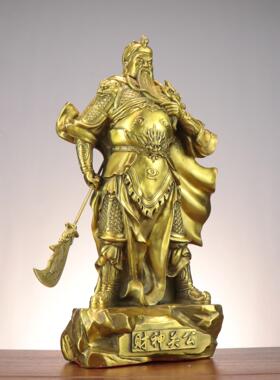 铜关公 关帝神威 提刀关公武财神 家居办公装饰摆件飘带关公财神