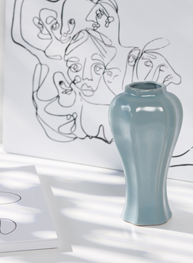 汝窑复古花瓶陶瓷花器插花中式简约水养家居玄关装饰客厅摆件古典