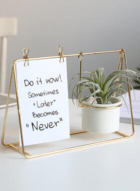 几何相框桌面装饰品办公室用品模拟绿色植物房间装饰在小物体摆姿