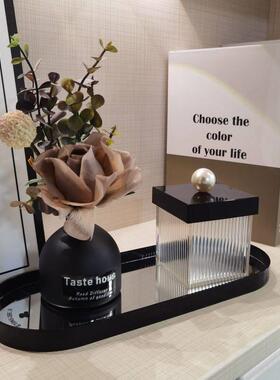 客厅氛围感好物轻奢diy花束收纳托盘组合家用玄关摆件仿真花餐桌