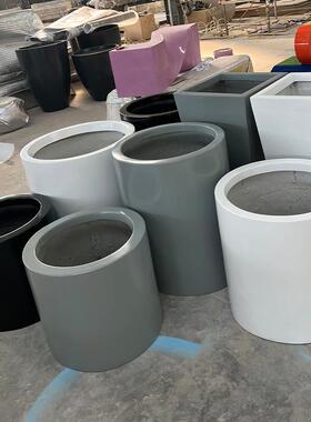 玻璃钢花盆户外圆形大花花组器合盆白色简约柱花钵kx202308景观摆