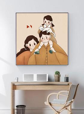 家庭玄关装饰画正方形壁画客厅背景墙面壁画餐厅北欧风挂画