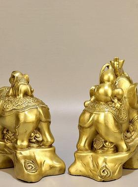 纯铜象摆件一对吸水大象客厅酒柜家居乔迁办公室店铺装饰工艺礼品