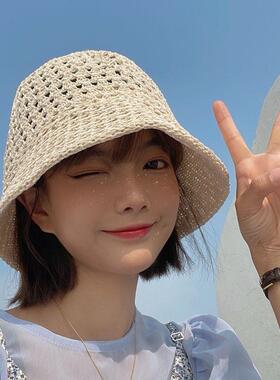 化疗后假发帽帽子假发一体女款2026新款夏天时尚光头戴镂空渔夫帽