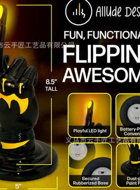 现货Middle finger statue with LED light 中指雕像树脂摆件